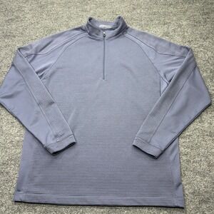 Nike Golf Therma Men XL Quarter Zip Pullover Blue Gray Ribbed Textured Mock Neck